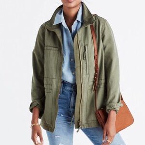 Madewell | Women’s Olive Green Zip Front Multiple Pocket Utility Chore Jacket S